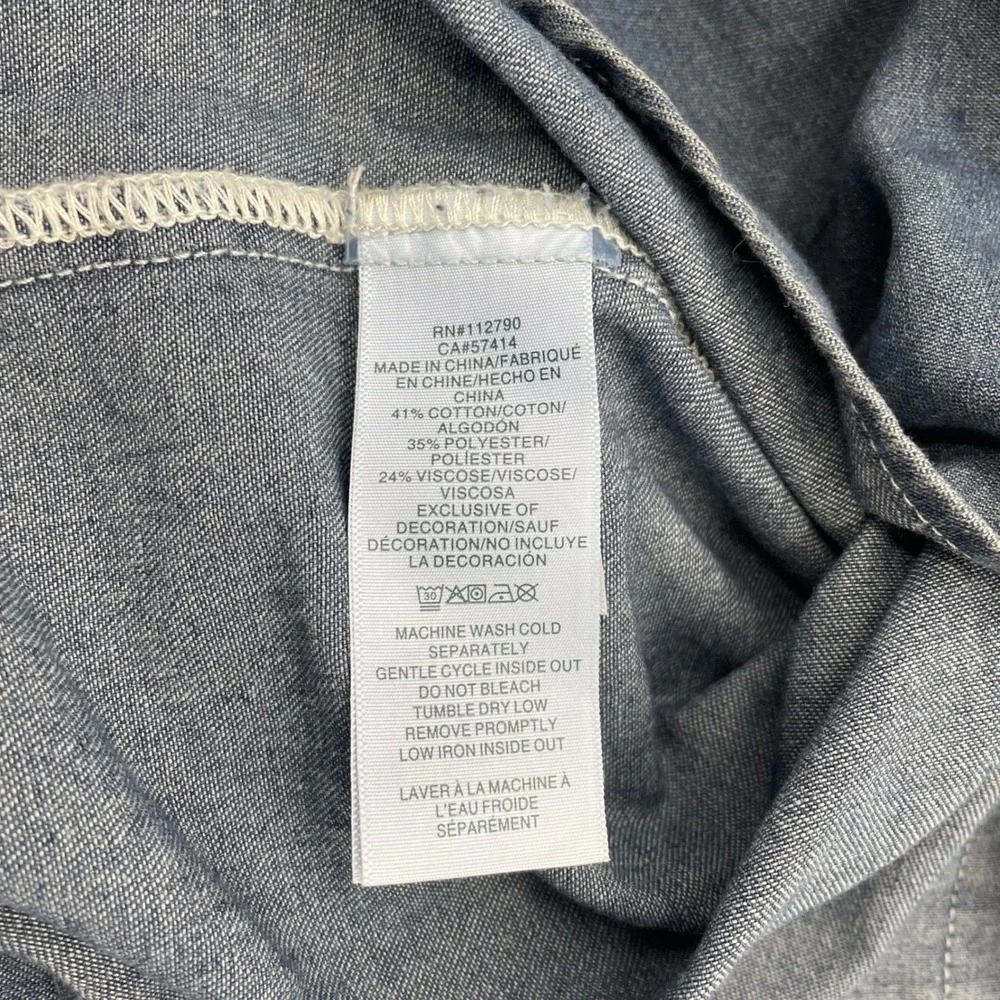 True Religion Mens Chambray Western Snap Shirt Buddha Logo Blue 700701 Small NWT